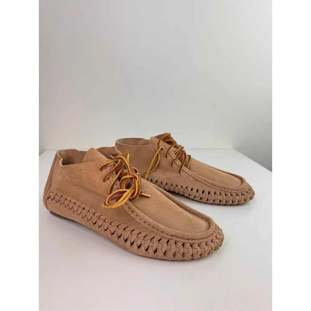 Latigo Gamine Women's Boots 7.5M Beige Woven Suede Lace-Up Moccasin Chukka Boots